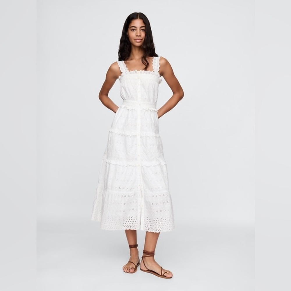 White Eyelet Midi Sundress - Brand: